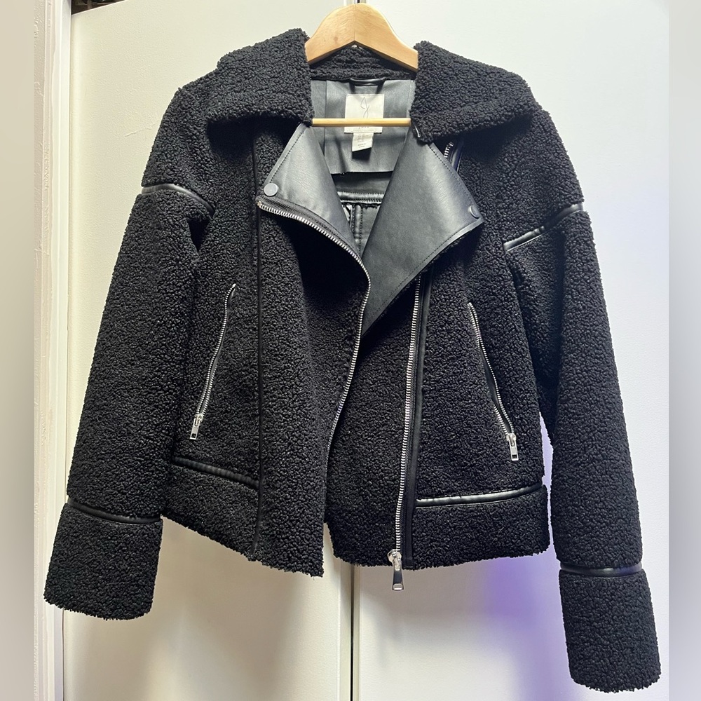 Joie Sherpa/vegan leather moto jacket